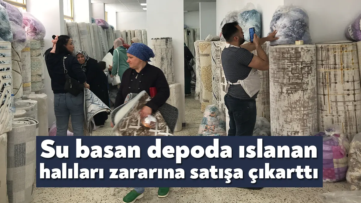 Kocaeli’de halı satan iş yerinin sahibi Kerem Demir, deposunu su