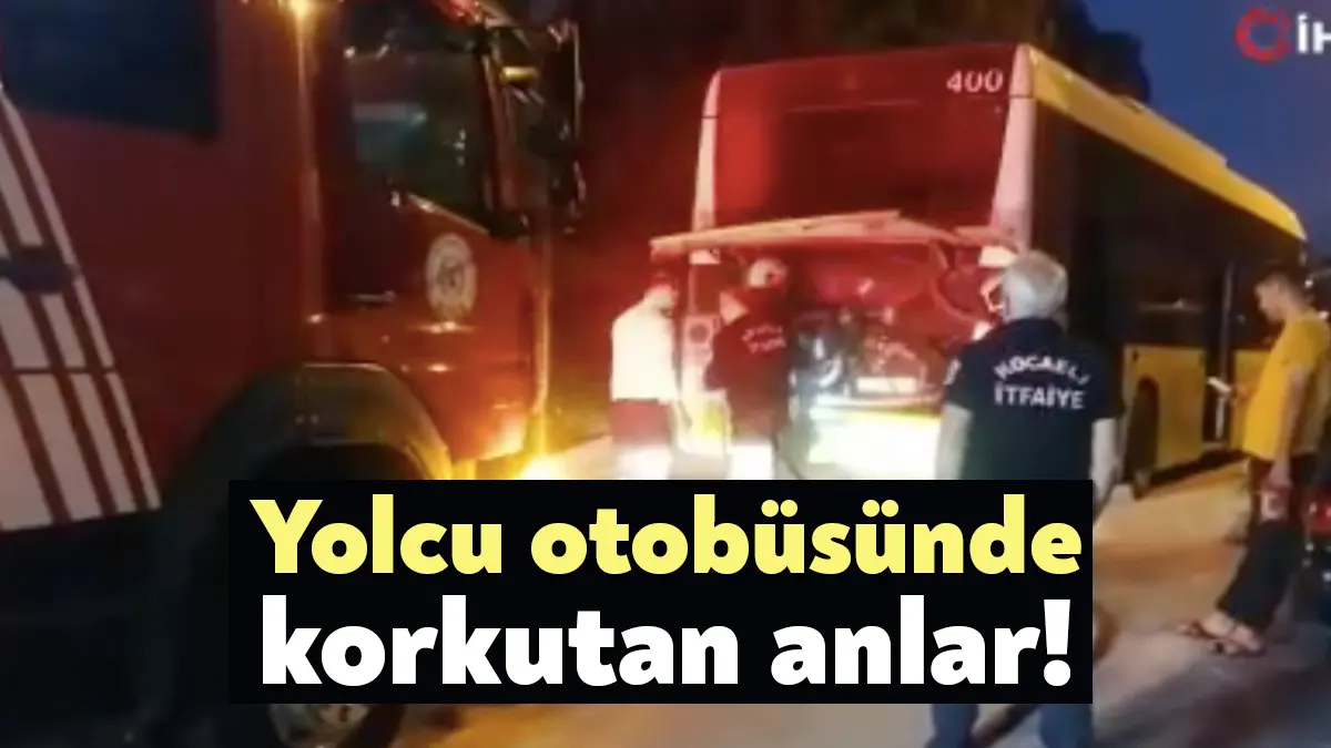 Kocaeli’nin Gebze ilçesinde seyir halindeki belediye otobüsünün motor kısmından dumanlar