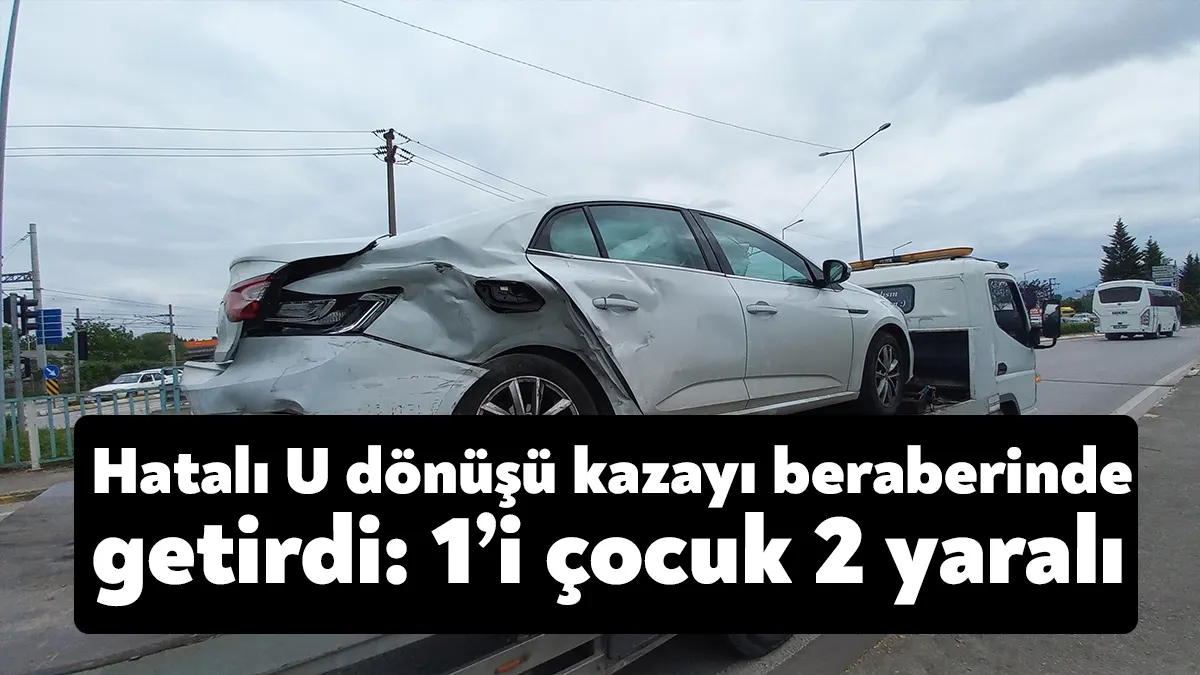 Kocaeli’nin İzmit ilçesinde hatalı U dönüşü yapan otomobile hafif ticari