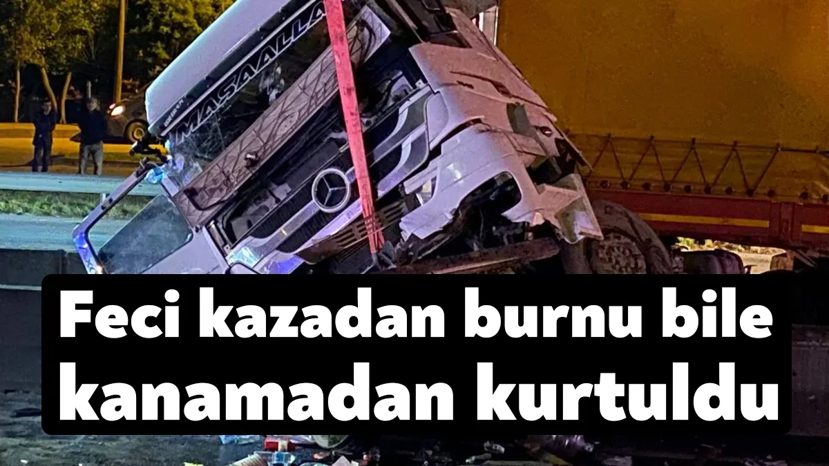 Kocaeli’nin İzmit ilçesi D100 Karayolunda tır sürücüsünün direksiyon hakimiyetini kaybetmesi