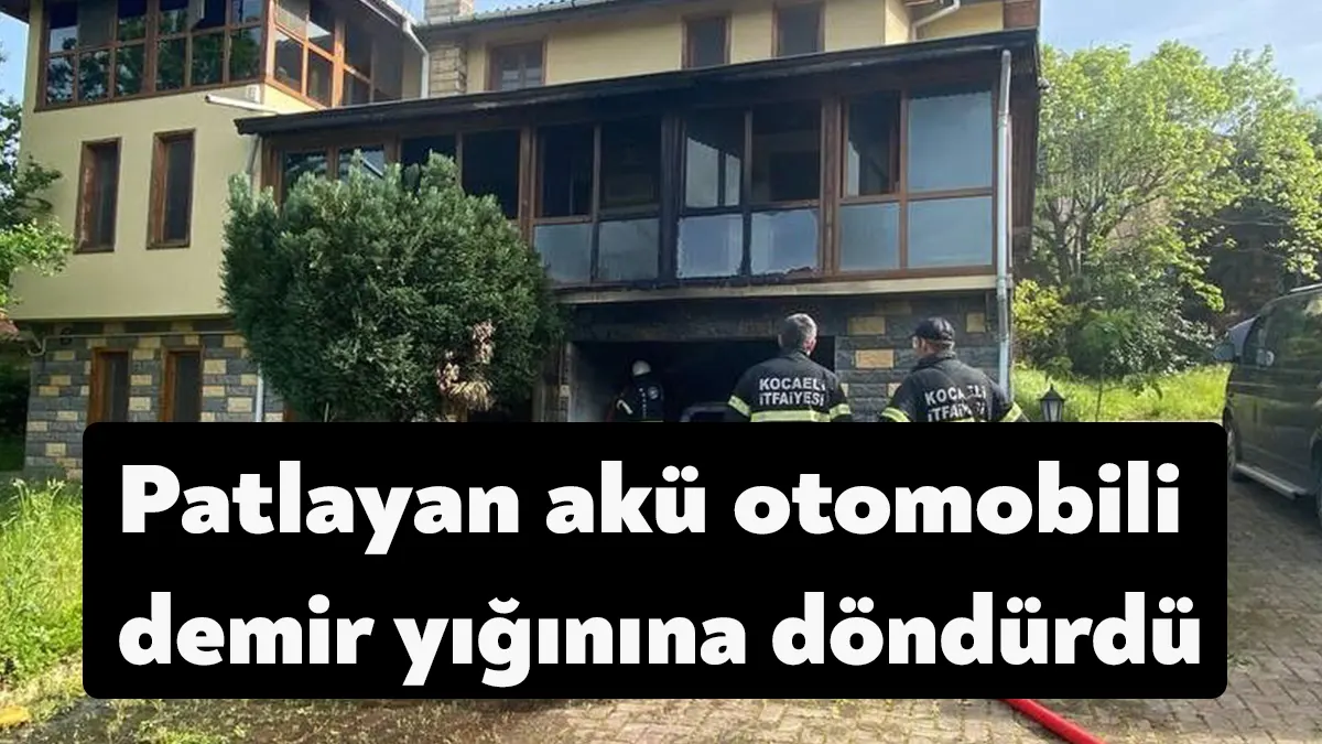 Kocaeli'nin Kartepe ilçesinde bir villanın garajında otomobilin aküsüne takviye yapıldığı