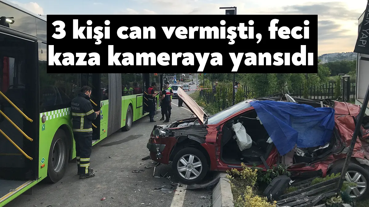 Kocaeli’nin İzmit ilçesinde seyir halindeki otomobilin duraktaki otobüse çarpması neticesinde