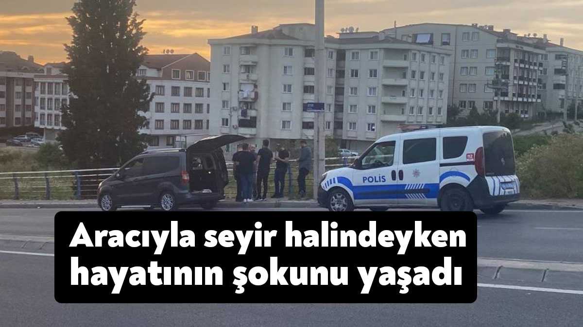 Kocaeli’nin Gebze ilçesinde seyir halinde olan sürücünün aracına bir kişinin