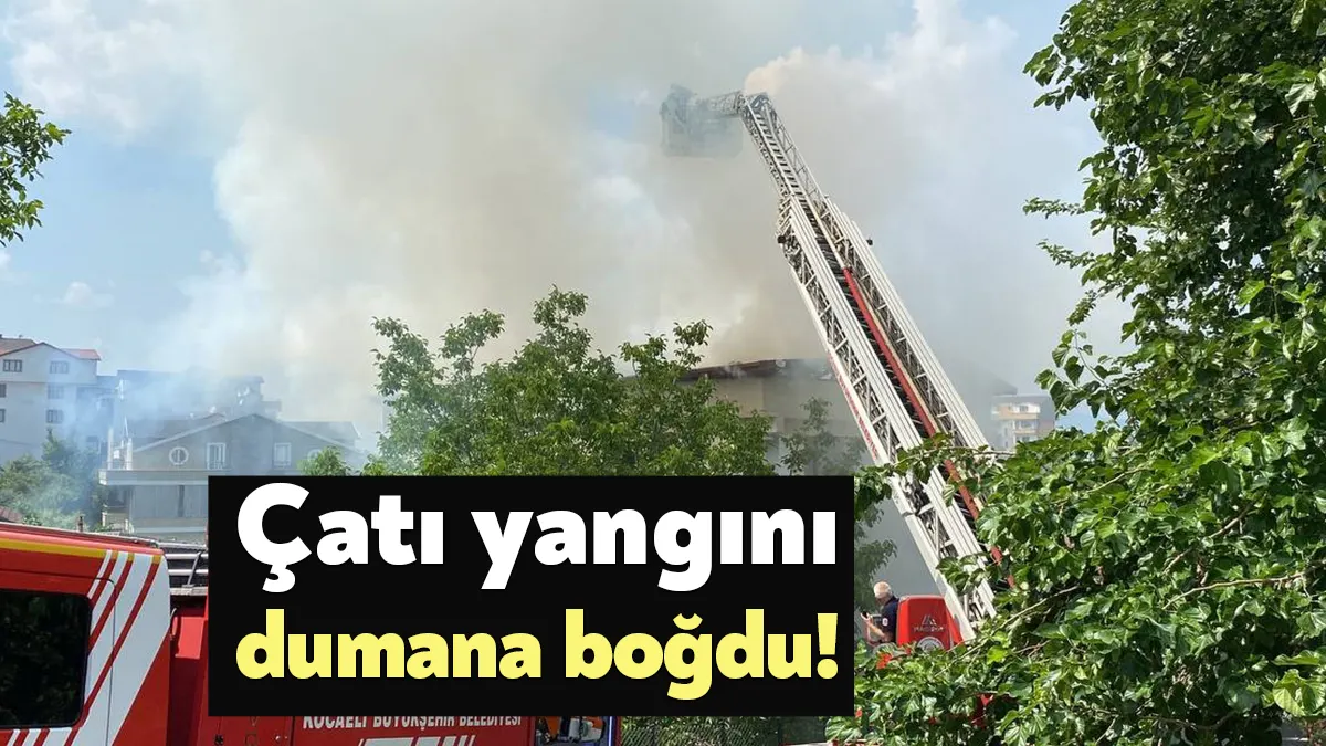 Kocaeli'nin Gölcük ilçesinde 4 katlı binanın çatısında çıkan yangın itfaiye