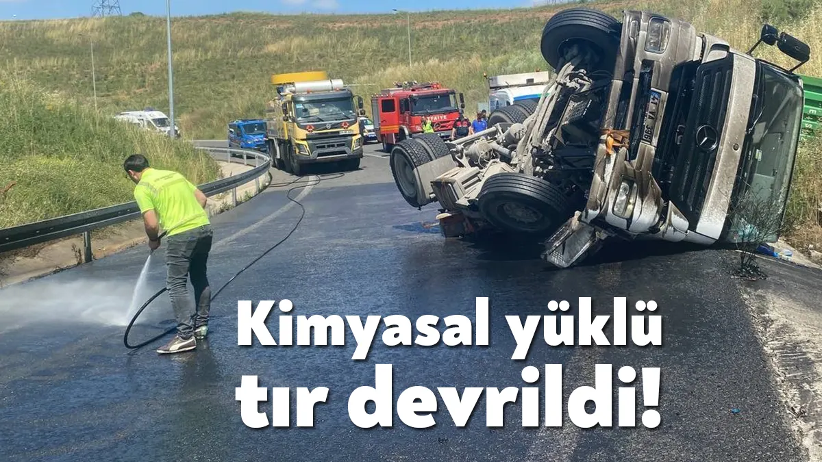 Kocaeli’nin Dilovası ilçesinde kontrolden çıkan kimyasal yüklü tır devrildi. Kazadan
