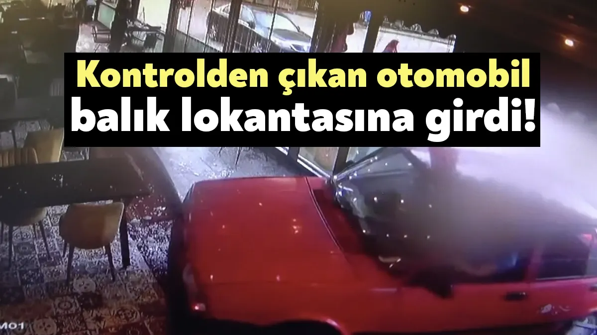 Kocaeli’de sürücüsünün kontrolünden çıkan otomobil balık lokantasına daldı. Otomobilin süratli