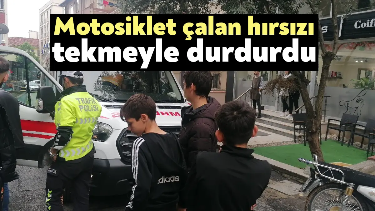 Kocaeli'nin Gebze ilçesinde park halindeki motosikleti çalıp kaçan şahsı bir