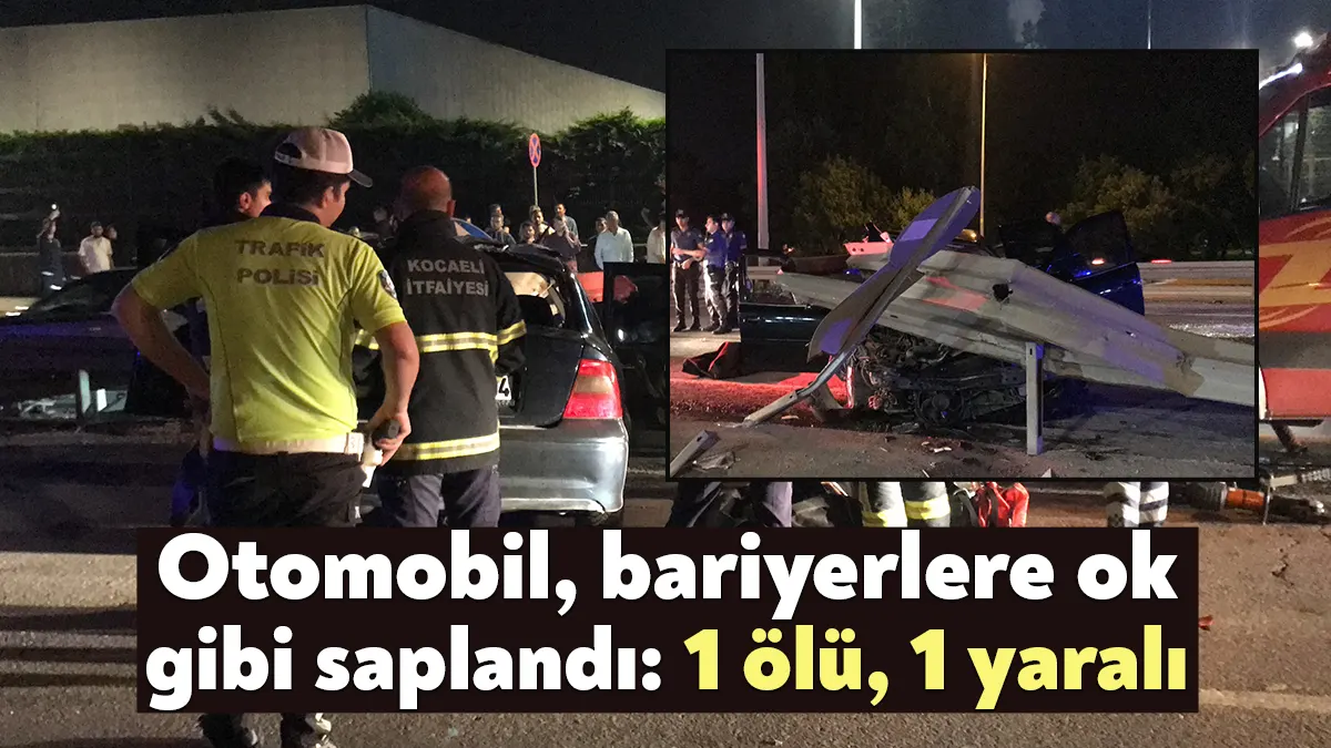 Kocaeli’nin Kartepe ilçesinde kontrolden çıkan otomobilin bariyerlere ok gibi saplanmasıyla