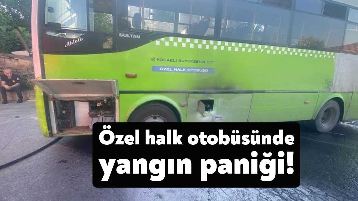 Kocaeli’nin Gebze ilçesinde seyir halindeki özel halk otobüsünün motor kısmında