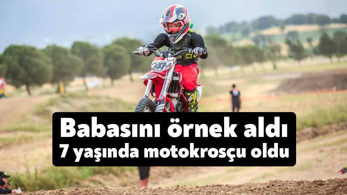 Kocaeli'de babasını örnek alarak 3 yıldır motor kullanan 7 yaşındaki