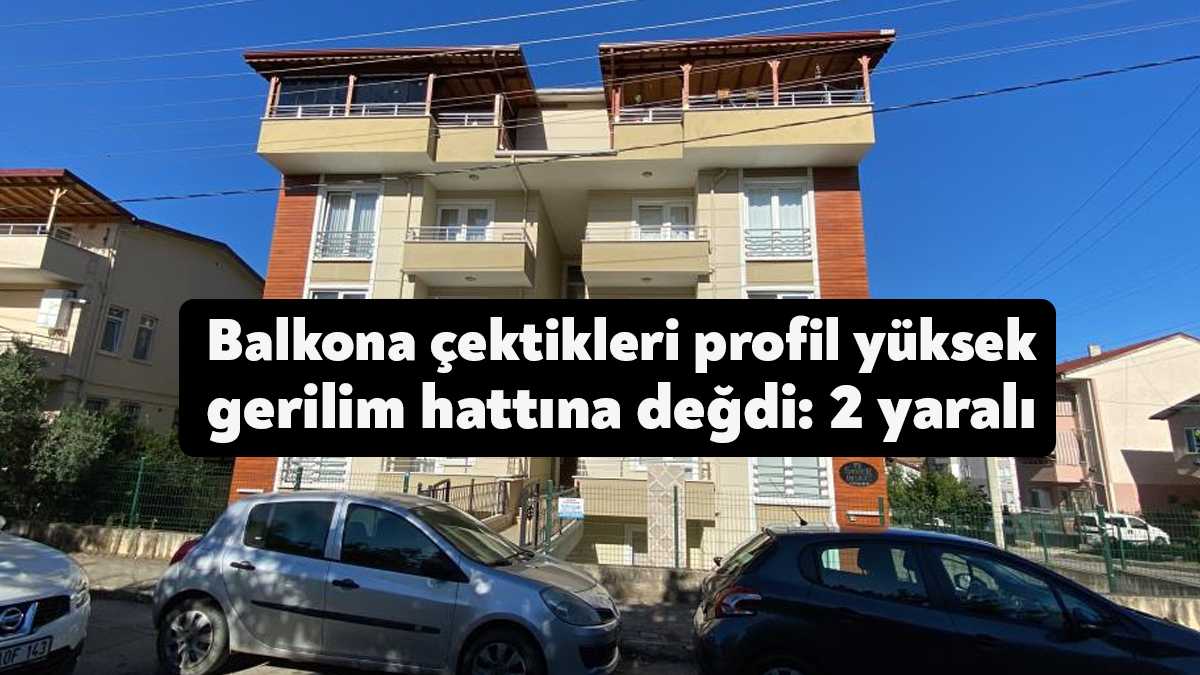 Kocaeli'nin İzmit ilçesinde iple balkona çektikleri profilin yüksek gerilim hattına