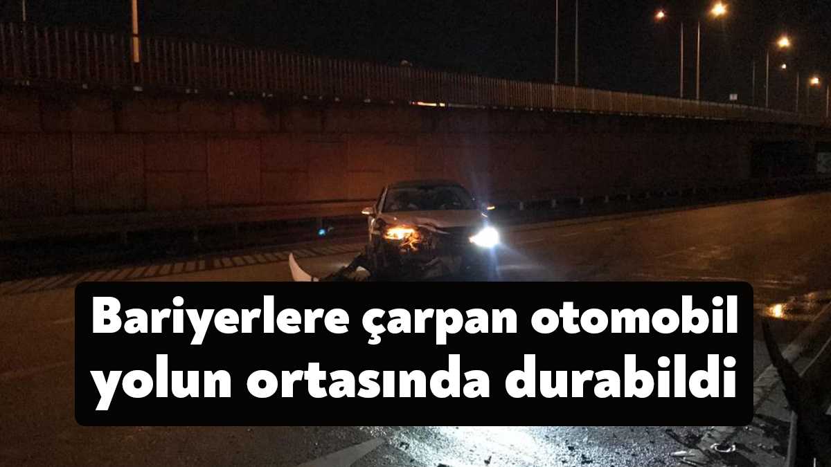 Kocaeli’nin İzmit ilçesinde alkollü sürücünün kontrolünden çıkan otomobil yol kenarındaki