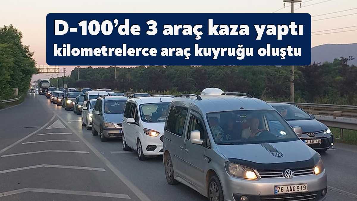 D-100 karayolunun Kocaeli Karatepe geçişinde 3 aracın karıştığı trafik kazasında
