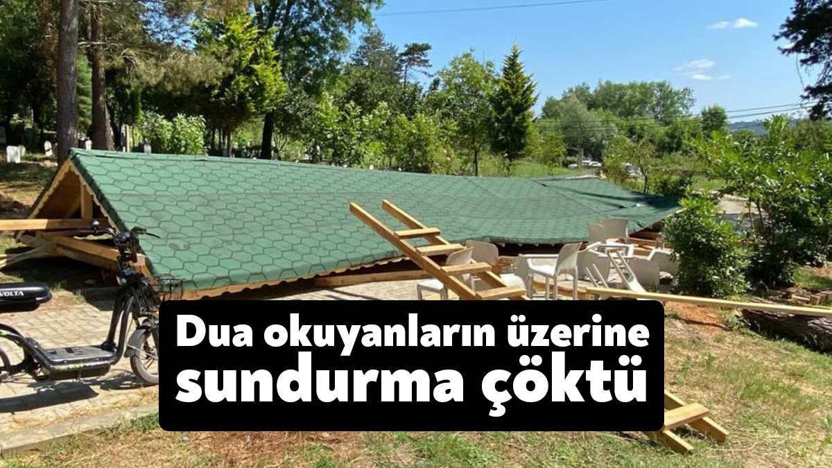 Kocaeli’nin Kandıra ilçesinde, mezarlıkta dua okuyan cenaze yakınlarının üzerine sundurma