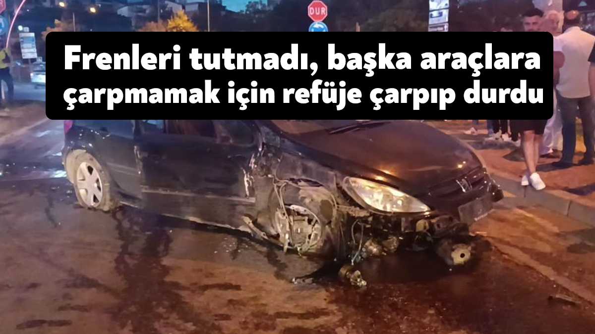 Kocaeli’nin Gebze ilçesinde otomobilin frenlerinin tutmadığını fark eden sürücü, herhangi