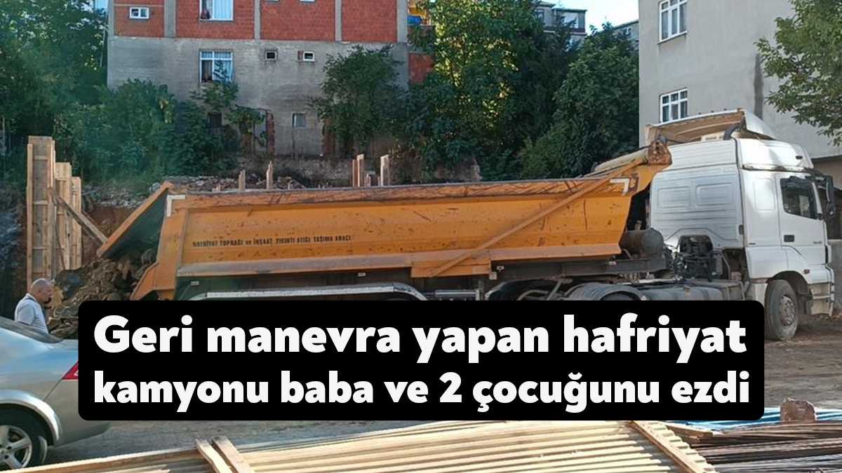 Kocaeli’nin Gebze ilçesinde geri manevra yapan hafriyat kamyonu yol kenarında