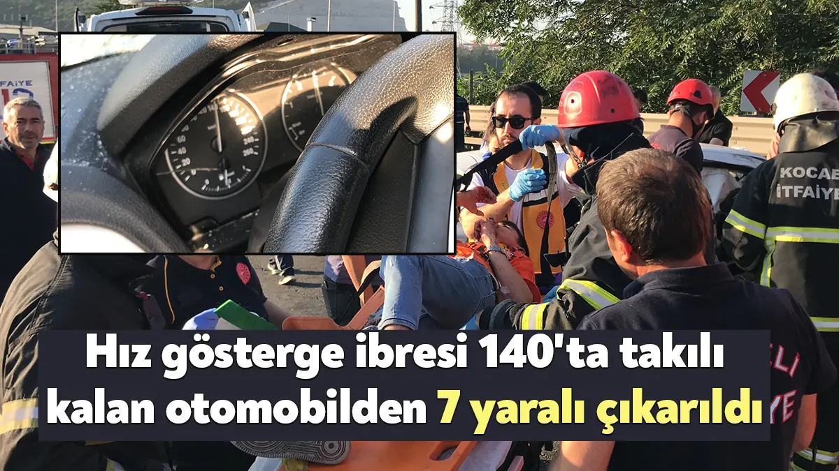 TEM Otoyolu Kocaeli geçişinde sürücüsünün kontrolü kaybettiği otomobil önce bariyerlere,