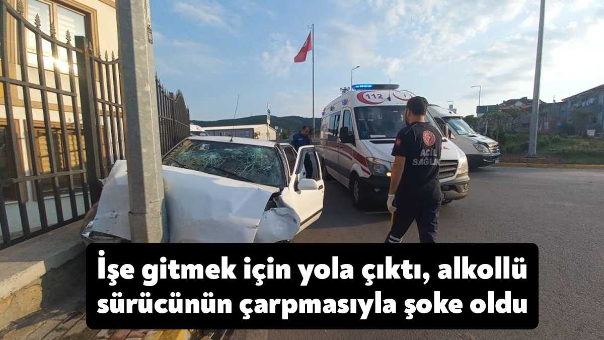 Kocaeli’nin Körfez ilçesinde alkollü otomobil sürücüsü önce hafif ticari araca