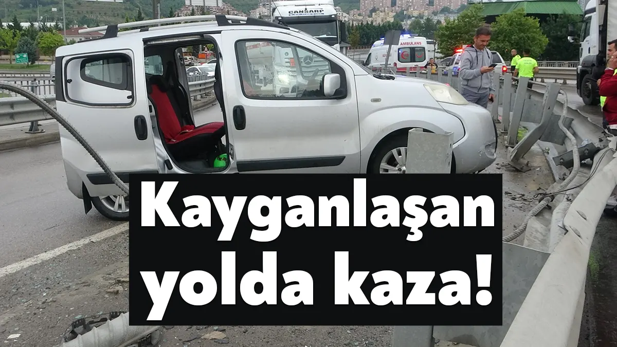 TEM Otoyolu Kocaeli geçişinde yağmur sebebiyle kayganlaşan yolda kontrolden çıkan