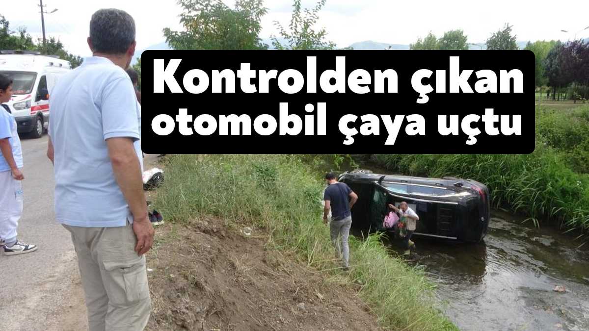 Kocaeli'nin Başiskele ilçesinde sürücüsünün kontrolünden çıkan otomobil çaya uçtu. Meydana