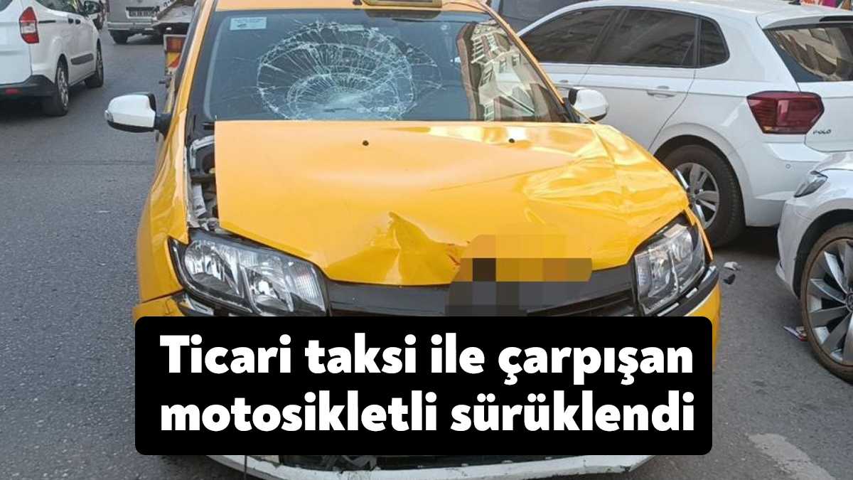 Kocaeli’nin Gebze ilçesinde ticari taksinin çarptığı motosikletli kurye yola savrularak