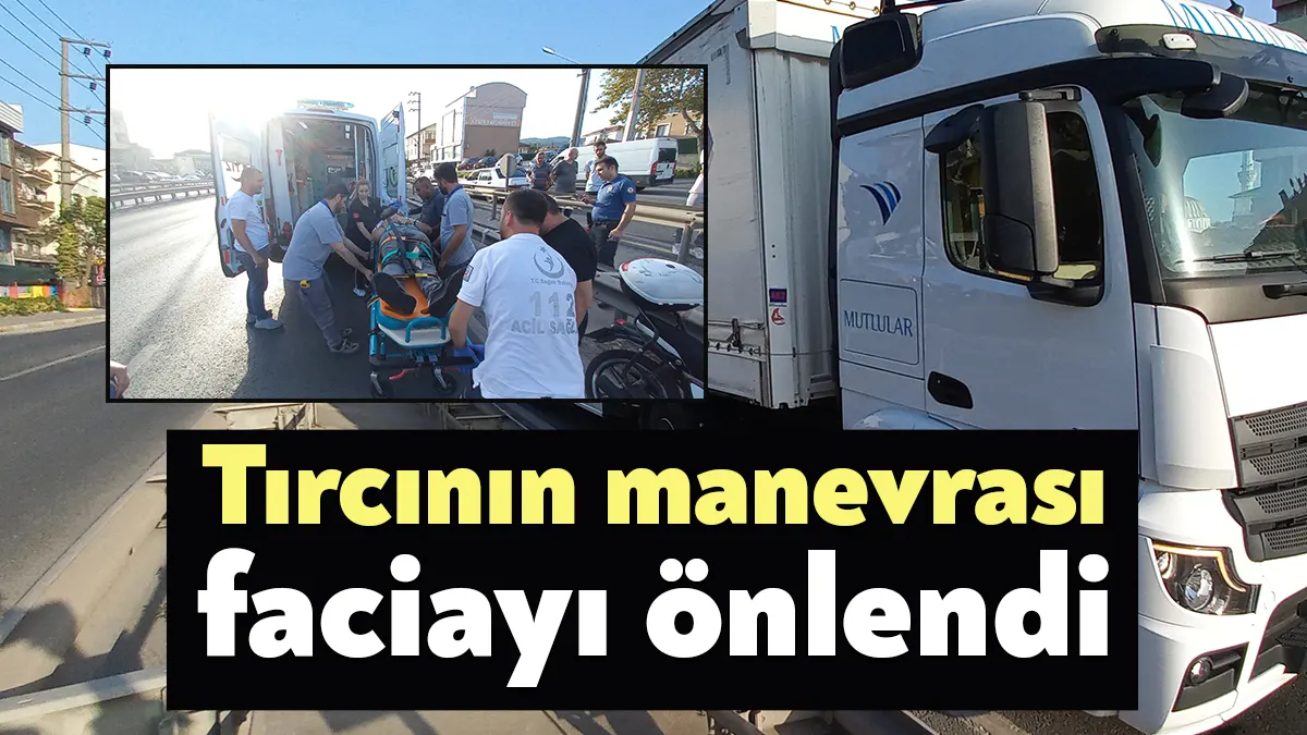 Kocaeli’nin Körfez ilçesinde yol ayrımında karasız kalan motosikletli, tıra arkadan