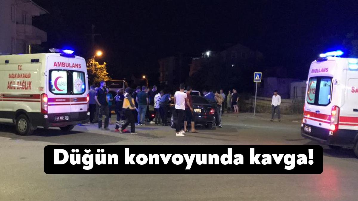 Kocaeli’nin Derince ilçesinde bir otomobilin düğün konvoyunun önüne geçmesiyle kavga