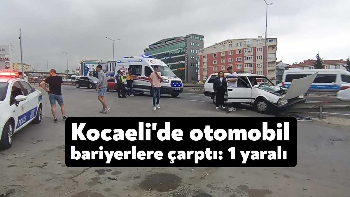 Kocaeli'nin Gebze ilçesinde sürücüsünün direksiyon hakimiyetini kaybettiği otomobil bariyere saplandı.