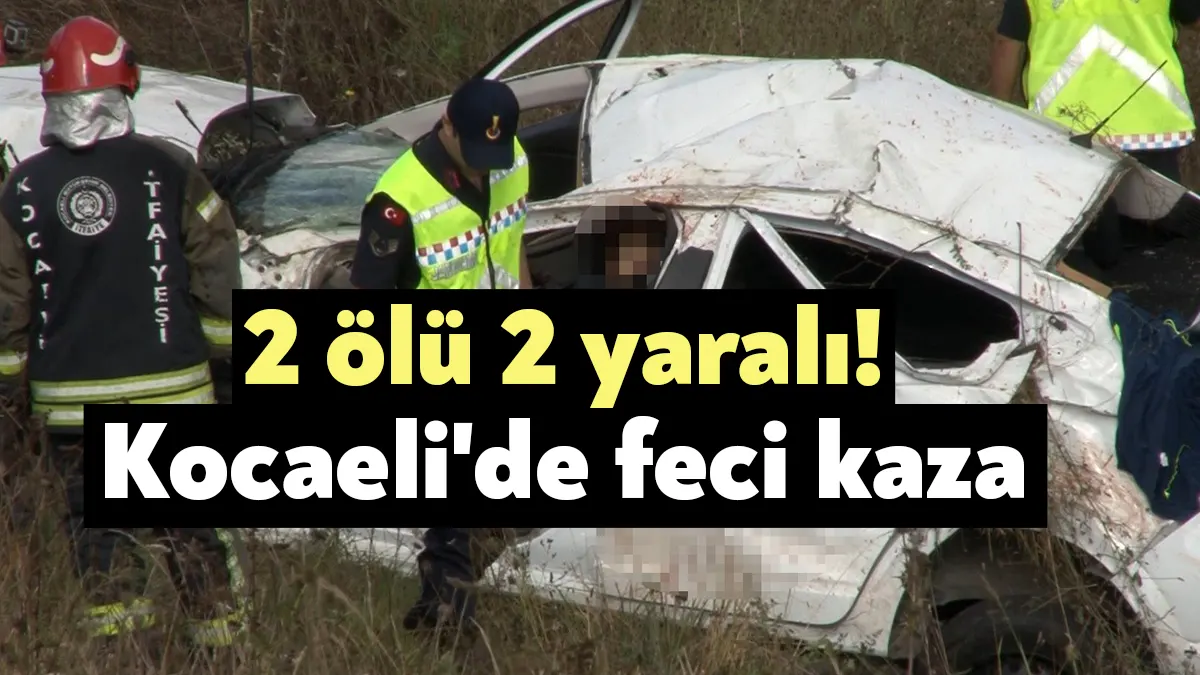 Kuzey Marmara Otoyolu Kocaeli geçişinde şarampole uçan otomobil 100 metre