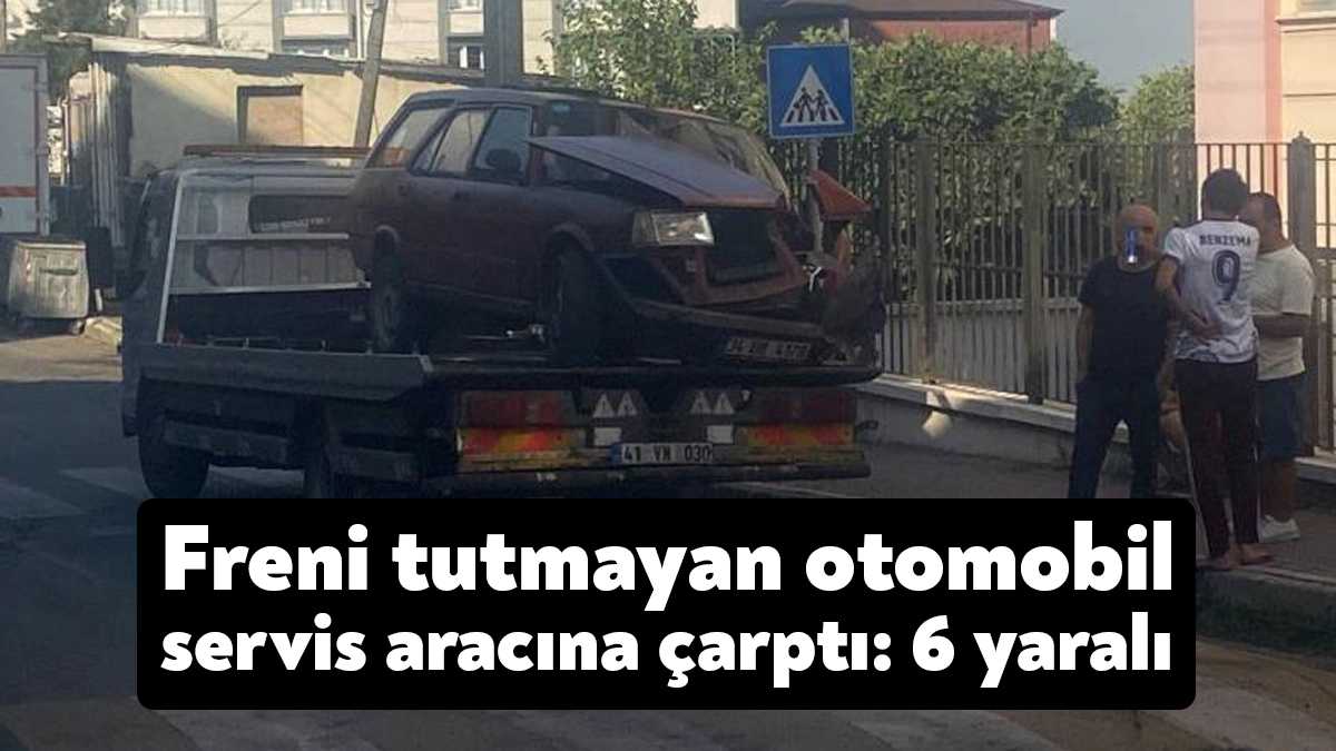Kocaeli'nin Gebze ilçesinde freni tutmayan otomobil park halindeki servis aracına