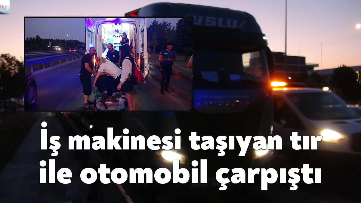 Kocaeli'nin İzmit ilçesinde iş makinesi taşıyan tır ile otomobilin çarpışması