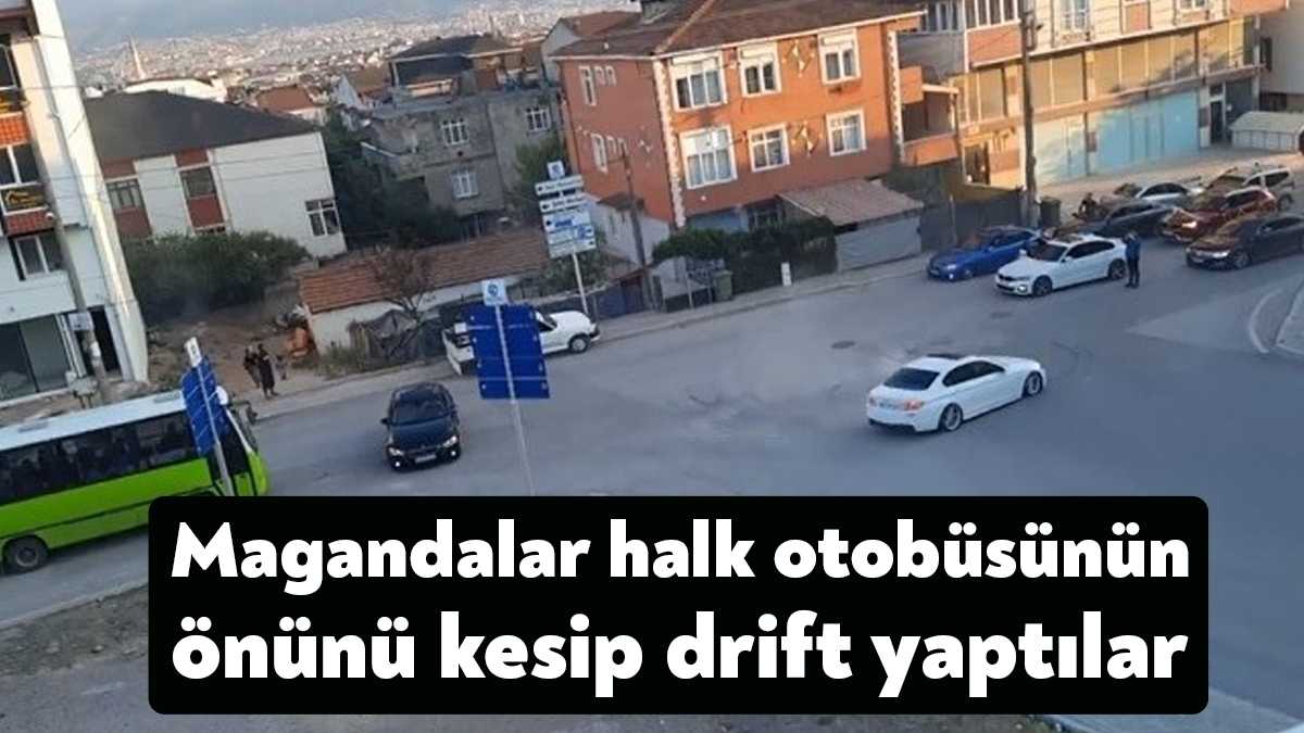 Kocaeli’de düğün konvoyundaki magandalarından biri halk otobüsünün önünü keserek yolu