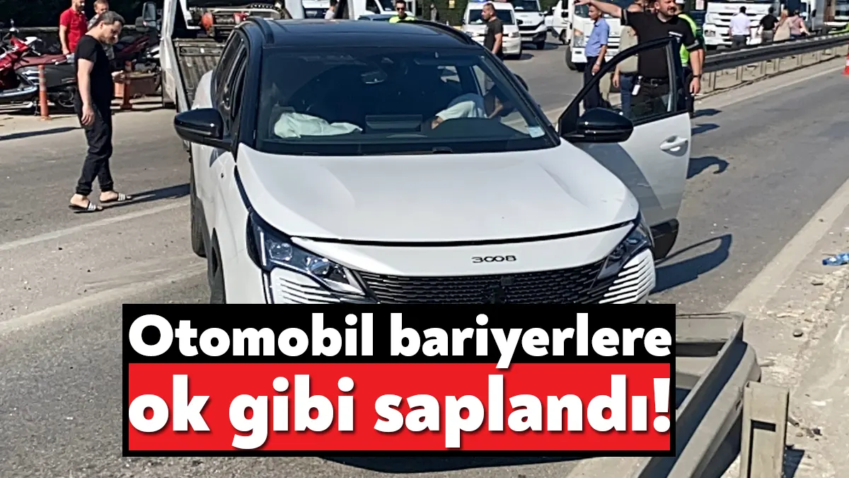 Kocaeli’nin Kartepe ilçesinde sürücünün kontrolünden çıkan otomobil bariyerlere saplandı. Kazada