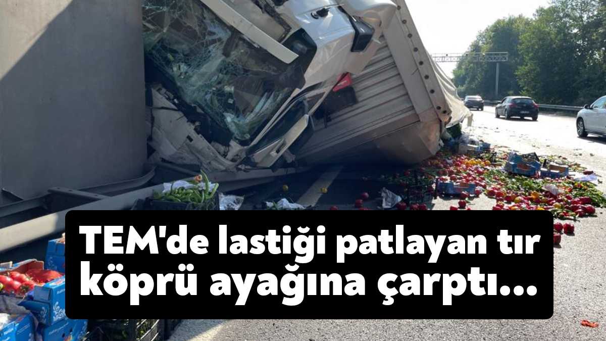 Kocaeli TEM Otoyolu'nda lastiği patlayan sebze yüklü tır, Plaka Tanıma
