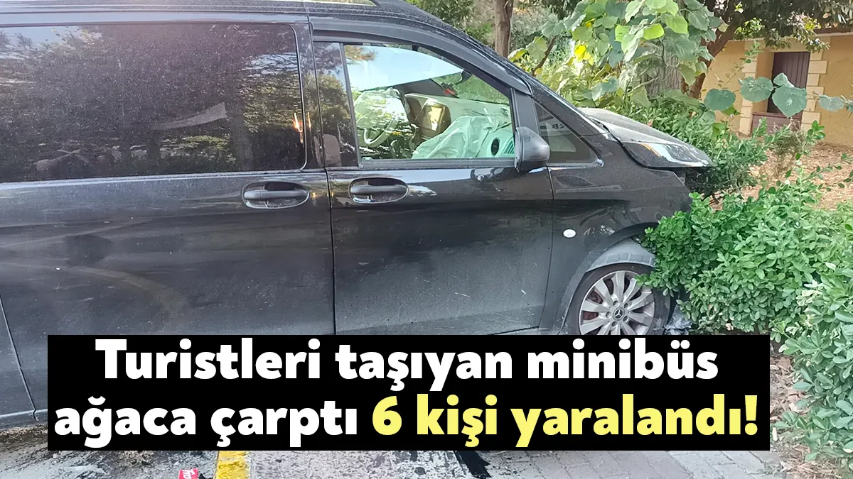 Kocaeli’nin Kartepe ilçesinde turistleri taşıyan minibüs ağaca çarparak durabildi. Kazada
