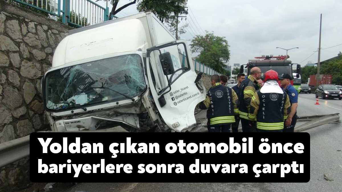 Kocaeli’nin İzmit ilçesinde sürücüsünün direksiyon hakimiyetini kaybettiği kamyonet, önce bariyerlere