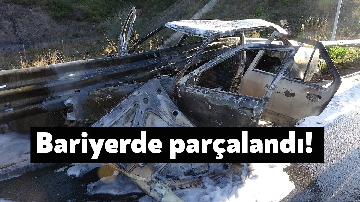 Kuzey Marmara Otoyolu'nun Kocaeli geçişinde meydana gelen kazada bariyer otomobilin