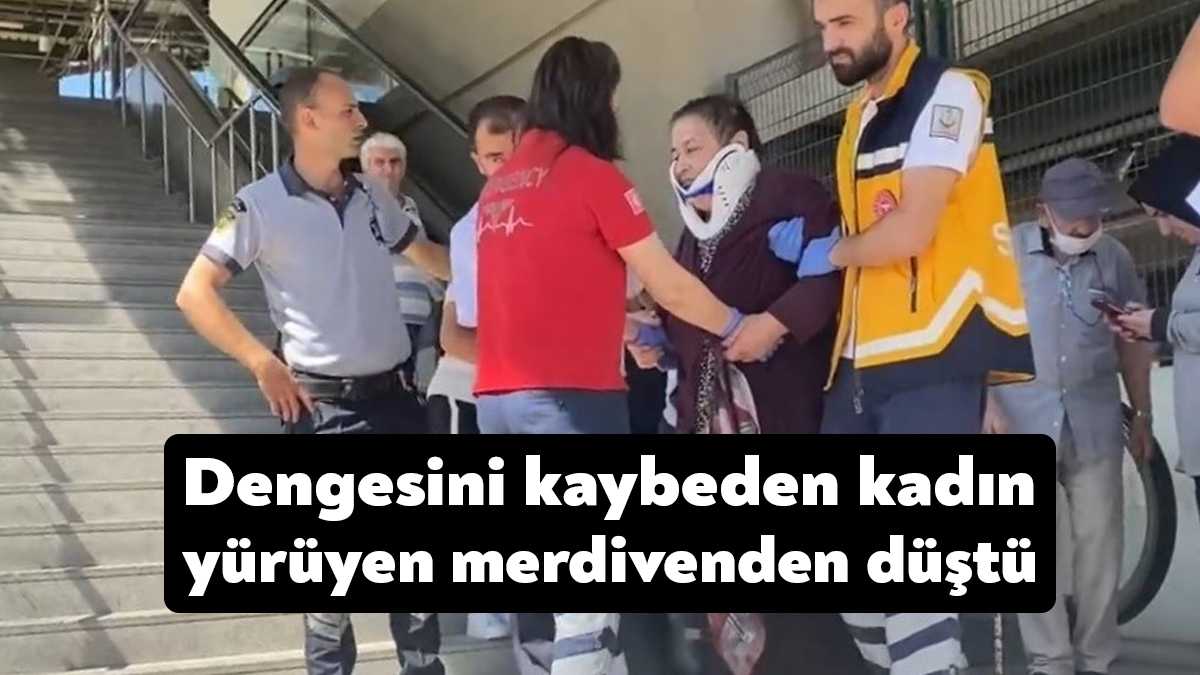 Kocaeli’nin Gebze ilçesinde yürüyen merdivenden dengesini kaybederek düşen kadın yaralandı.