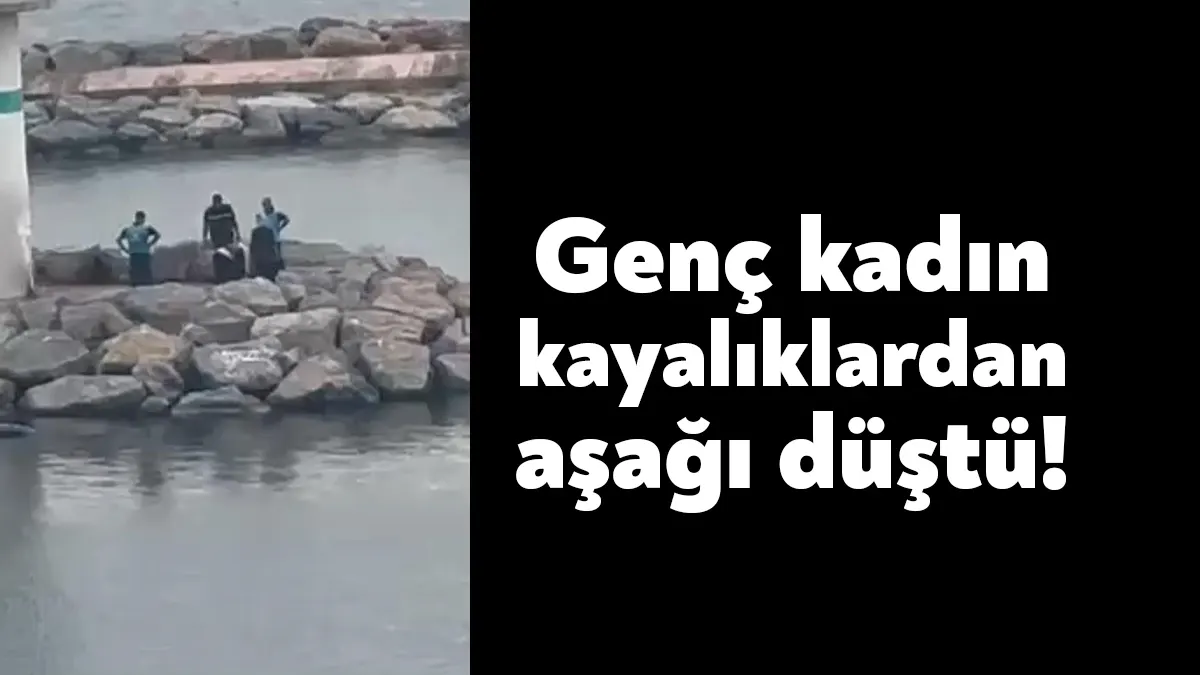 Kocaeli'nin Darıca ilçesinde sahilde gezen kadın kayalıklarda ayağı kayınca düşerek