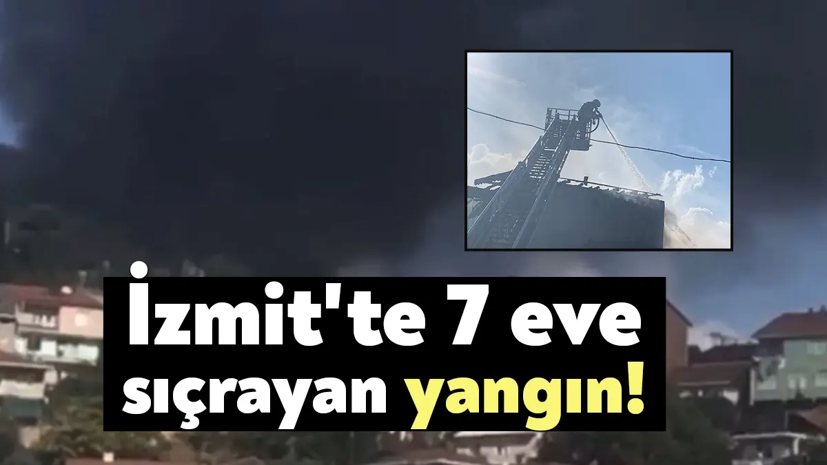 Kocaeli'nin İzmit ilçesinde iki katlı evin çatısında çıkan yangın 7
