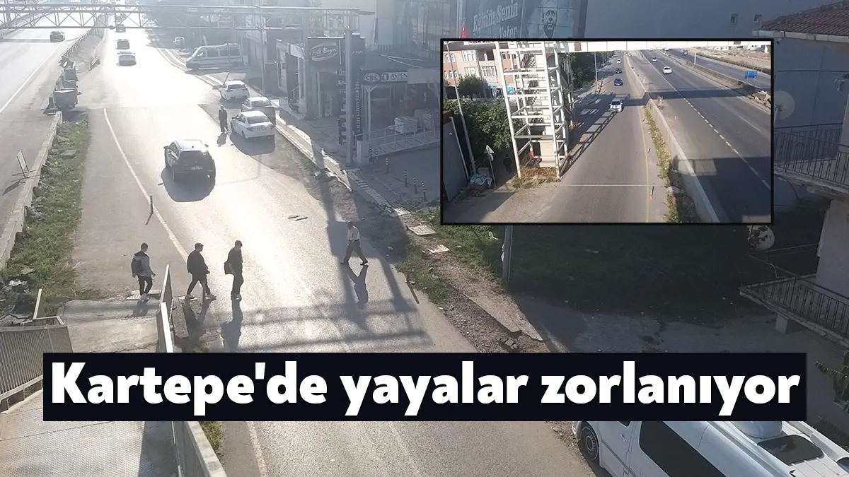 Kartepe Ankara Caddesi'nde yeni yaya üst geçidi bitmediği için yayalar