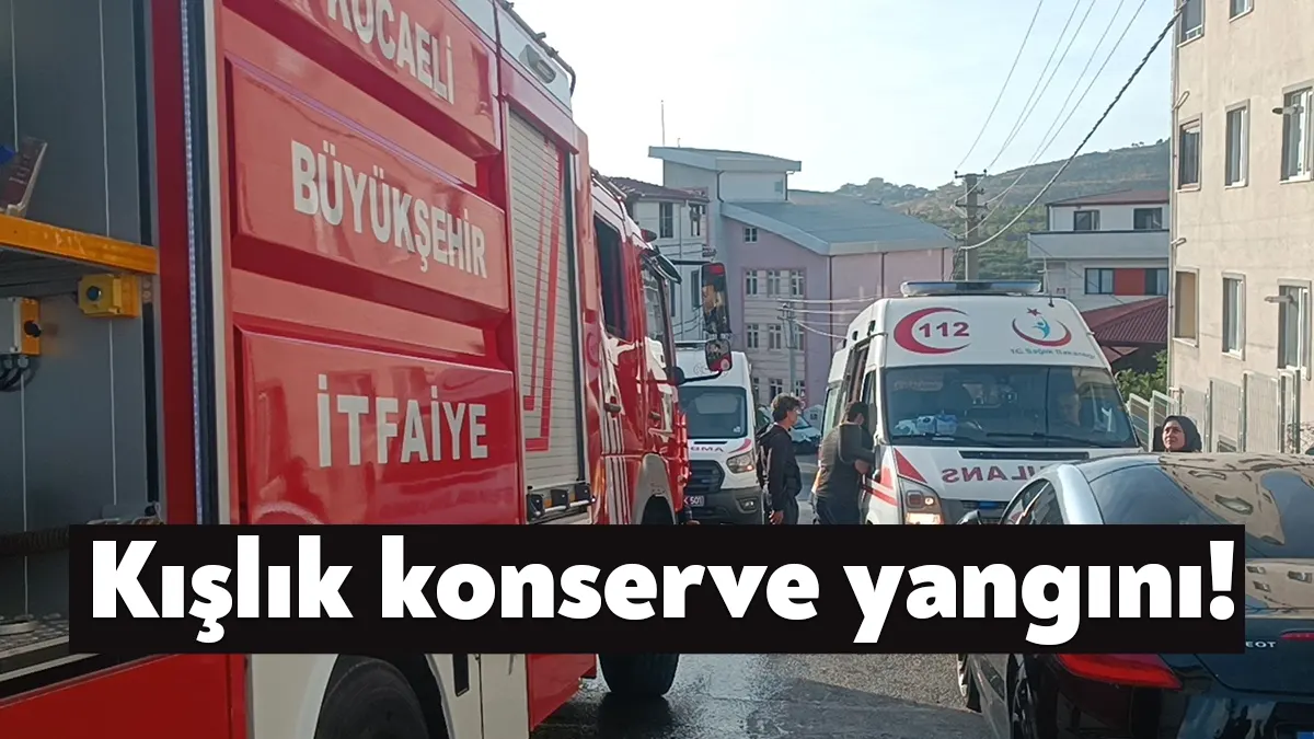 Kocaeli'nin Gebze ilçesinde teras katında konserve yapan kadınların yaktığı şömine
