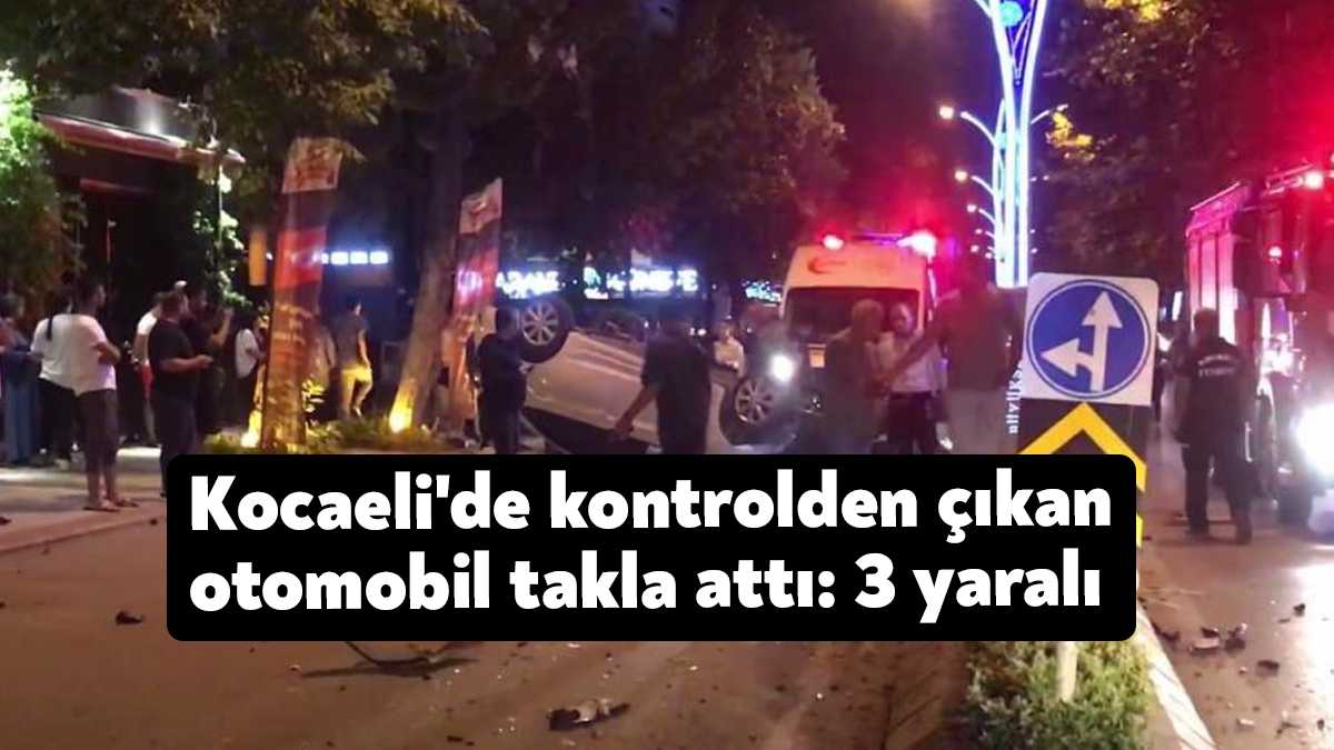 Kocaeli’nin İzmit ilçesinde kontrolden çıkan otomobil, önündeki araca ardından refüje