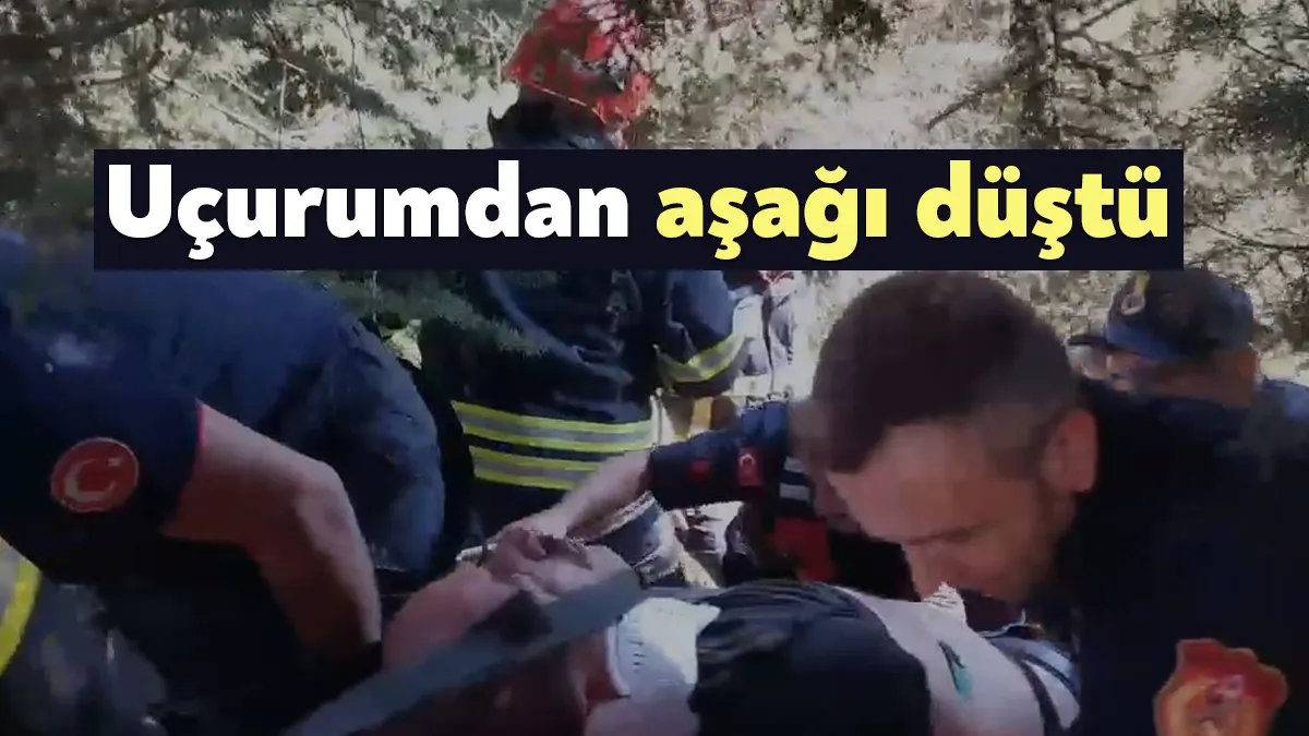 Kocaeli Büyükşehir itfaiyesi, Derince ilçesinde 50 metrelik uçuruma yuvarlanan vatandaşı