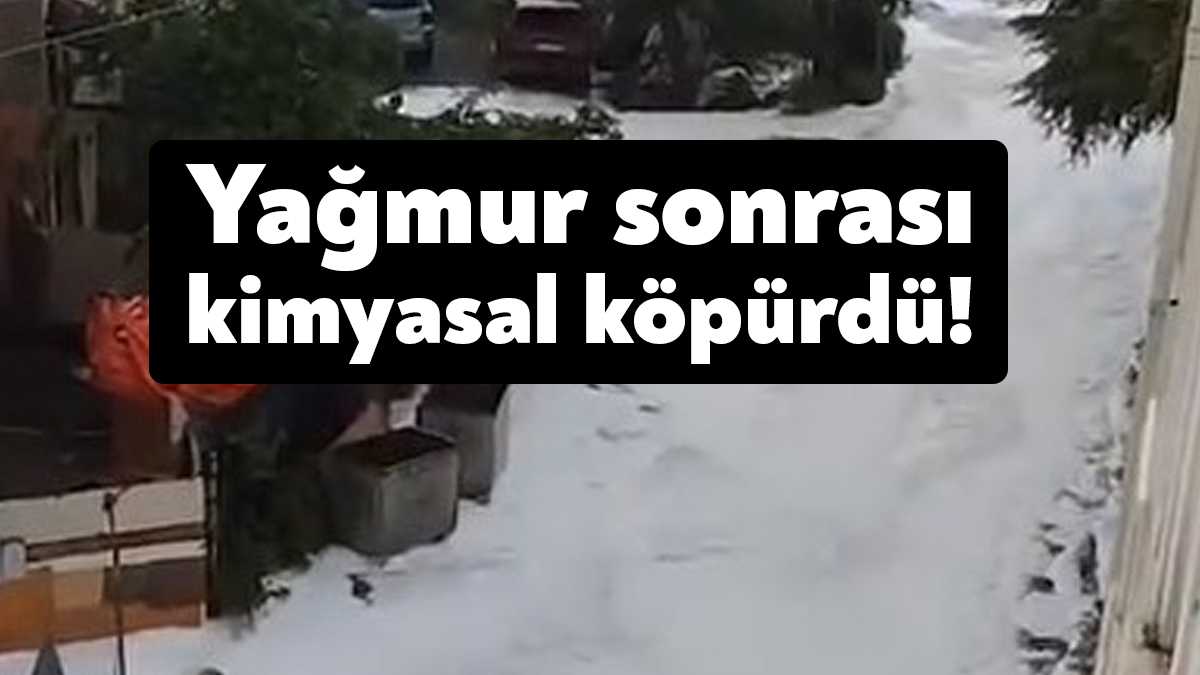 Kocaeli’nin İzmit ilçesinde sağanak yağmur sonrası cadde köpükle kaplandı. Araçlar