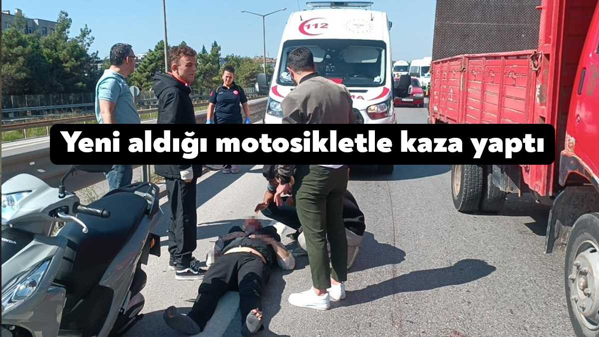 Kocaeli’nin İzmit ilçesinde yeni aldığı motosikletle yoldaki tahta parçasına çarpan