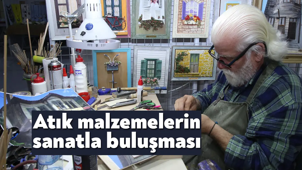 13. Kitap Fuarına katılan Rölyef Sanatçısı Buga’nın atık malzemelerden yaptığı