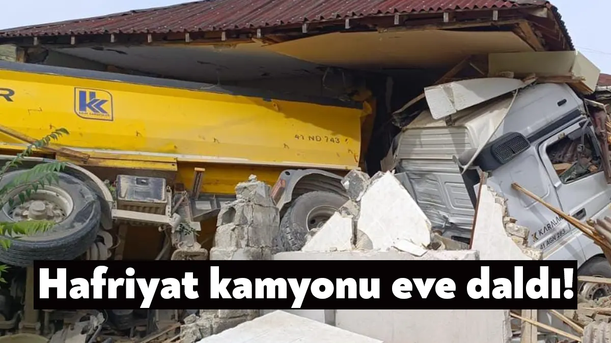 Kocaeli'nin Karamürsel ilçesinde kontrolden çıkan hafriyat kamyonu eve daldı.