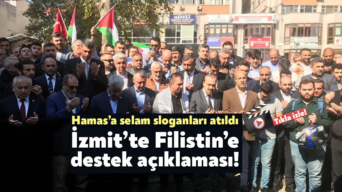 İzmit Fevziye Camii’nde bugün İsrail’in Filistin saldırılarını lanetleyen bir eylem