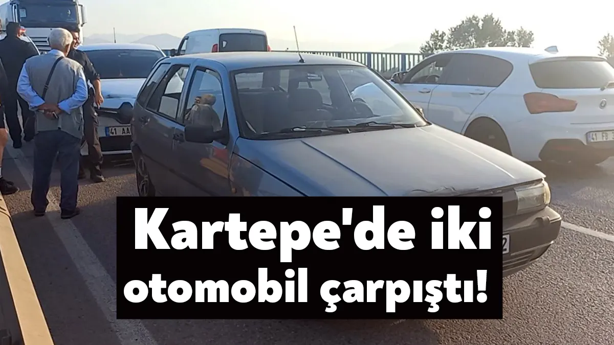 Kocaeli’nin Kartepe ilçesinde iki otomobilin çarpışması sonucu meydana gelen trafik